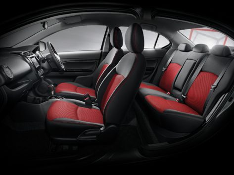 เบาะผ้าดีไซน์สปอร์ตทูโทน สีแดง-ดำ เดินด้ายสีแดง