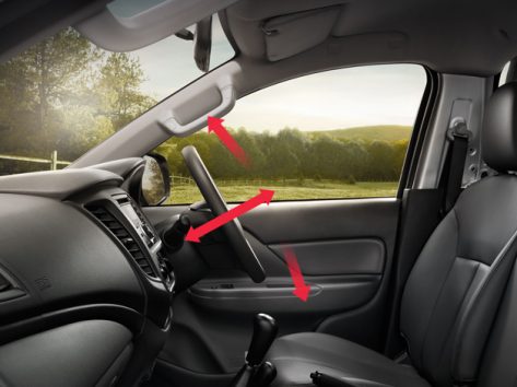 พวงมาลัย 3 ก้าน ปรับระดับ สูง – ต่ำ และปรับเข้า – ออก